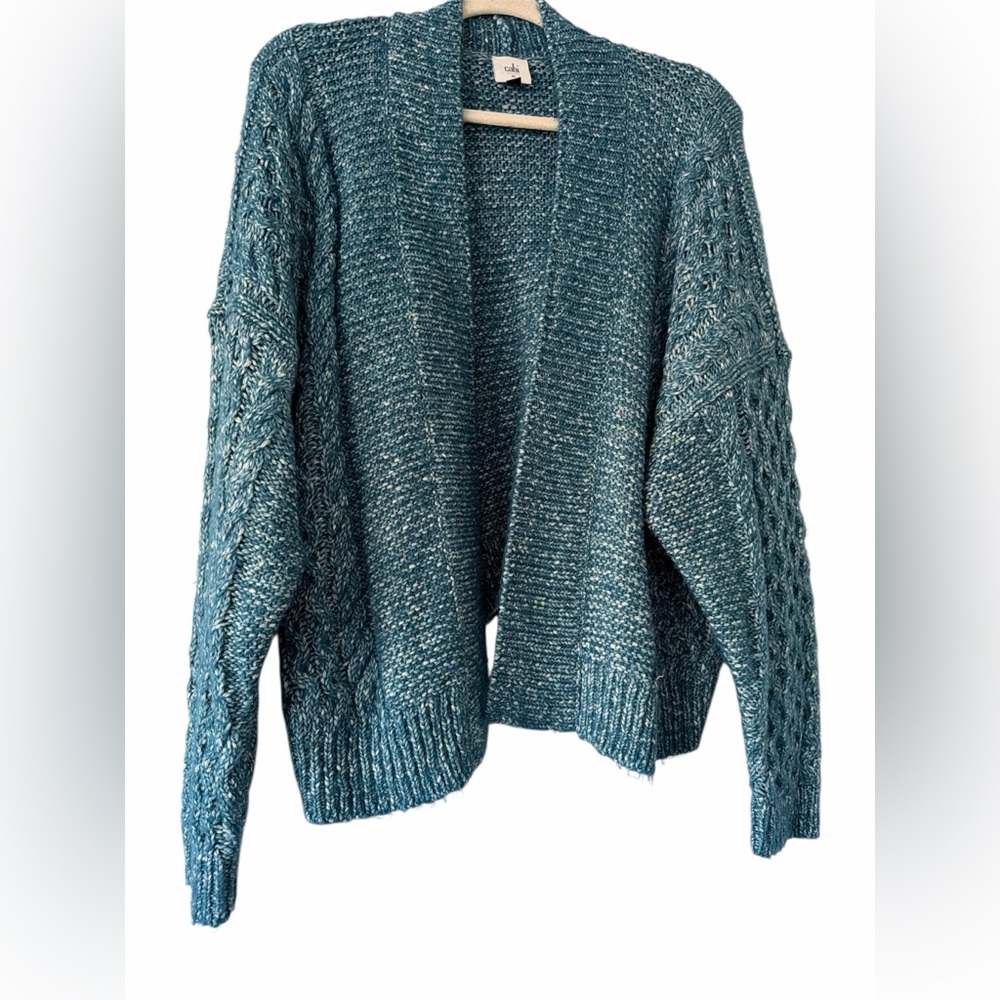 Cabi Blue Textured Knit Cardigan